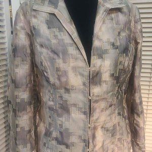 Chico's Tan Beige Geometrical Blazer Jacket Size 1